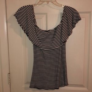 Off the shoulder stripped shirt